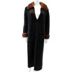 Retro 1980s OSCAR de La RENTA Cashmere Knit Maxi Coat w/Mink Fur Trim