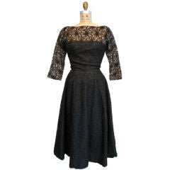 Vintage 1950s SUZY PERETTE 'Illusion' Embroidered Lace Cocktail Dress
