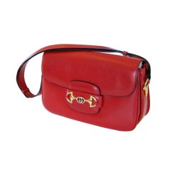 Vintage 1970s GUCCI Red Leather Shoulder Hand Bag