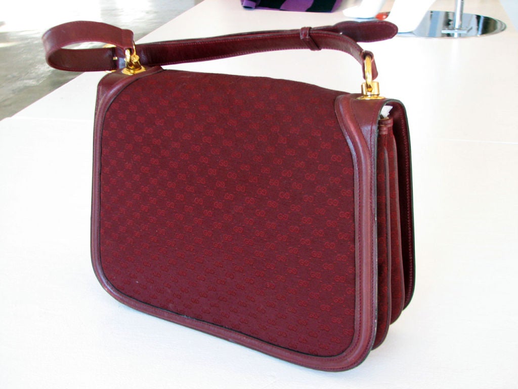 1960s GUCCI Canvas/Leather Shoulder Hand Bag