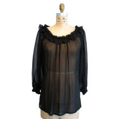 1970s YVES SAINT LAURENT Chiffon 
Peasant
 Blouse