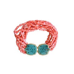 1960s KENNETH JAY LANE 'Jade' & 'Coral' Necklace
