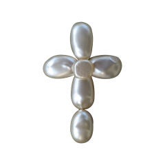 Iconic 1990s CHANEL Baroque 'Pearl' Cross Pendant Brooch