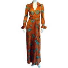 Iconic 1970s DIANE VON FURSTENBERG Jersey Wrap Maxi Gown