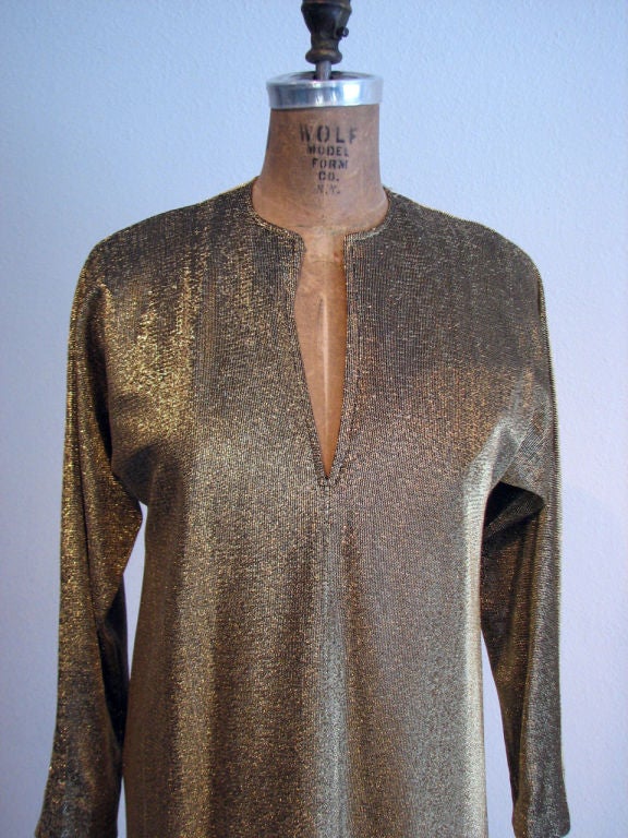 Women's 1970s HALSTON Metallic Gold Caftan