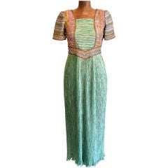 1980s MARY McFADDEN COUTURE 'Jeweled' Pleated Gown