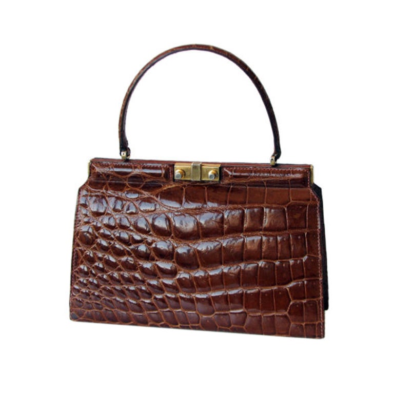 Borsa a mano "Kelly" in coccodrillo degli anni '50
