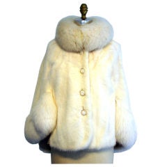 Vintage 1950s GALANOS Arctic Fox & Ivory Mink Fur 'Swing' Coat/Cape