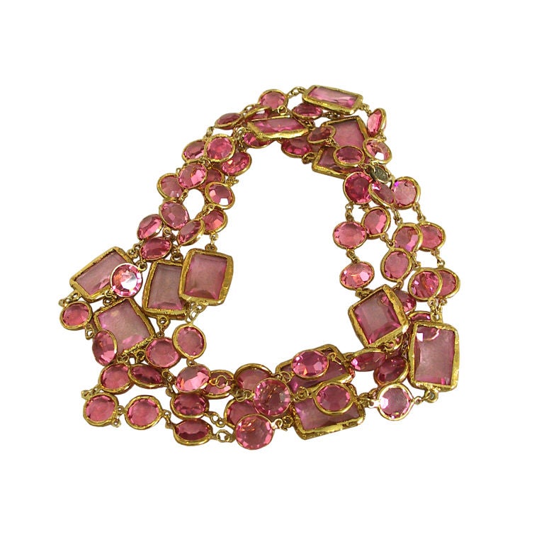 Chanel Pink Chiclet Necklace