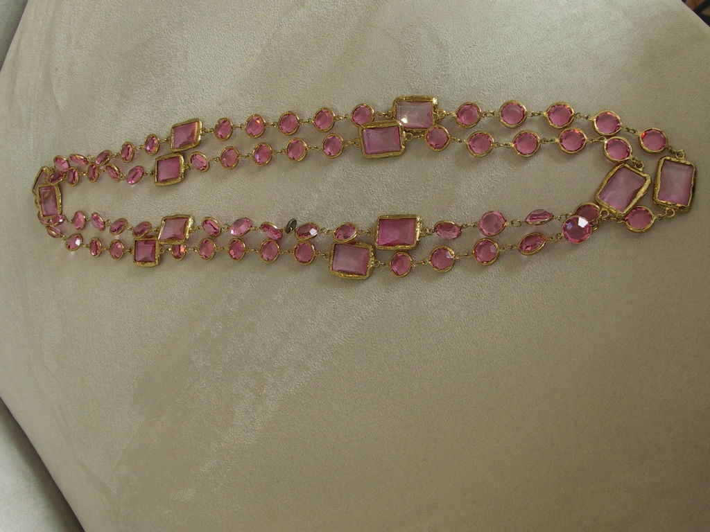 Chanel Pink Chiclet Necklace 3