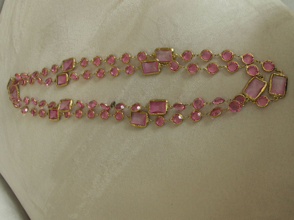 Chanel Pink Chiclet Necklace 1