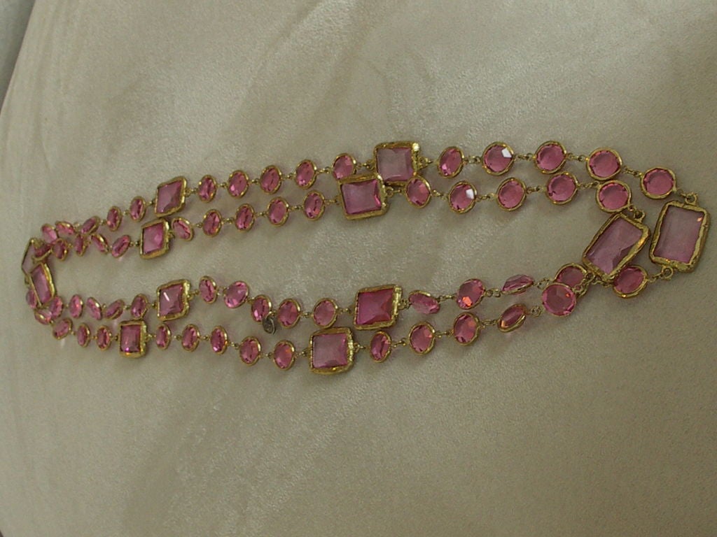 Chanel Pink Chiclet Necklace 6