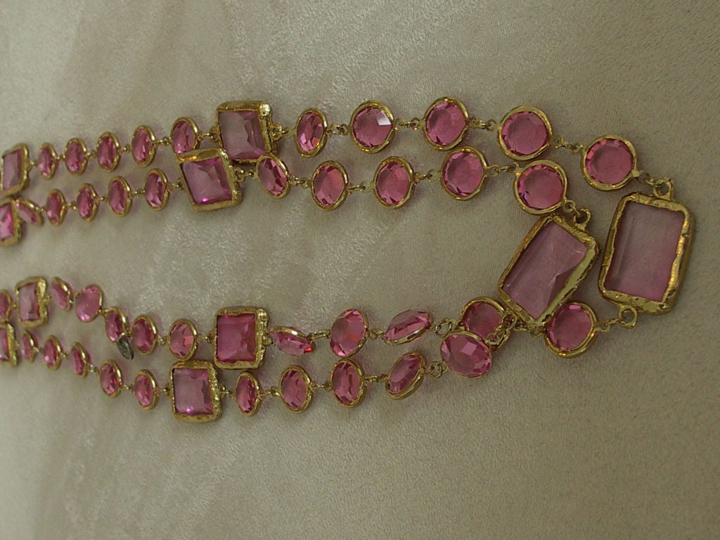 Women's Chanel Pink Chiclet Necklace