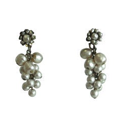 Pair of Vintage Miriam Haskell Pearl Cluster Earrings