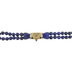 Cressaux Lapis and Gold Ladies Watch