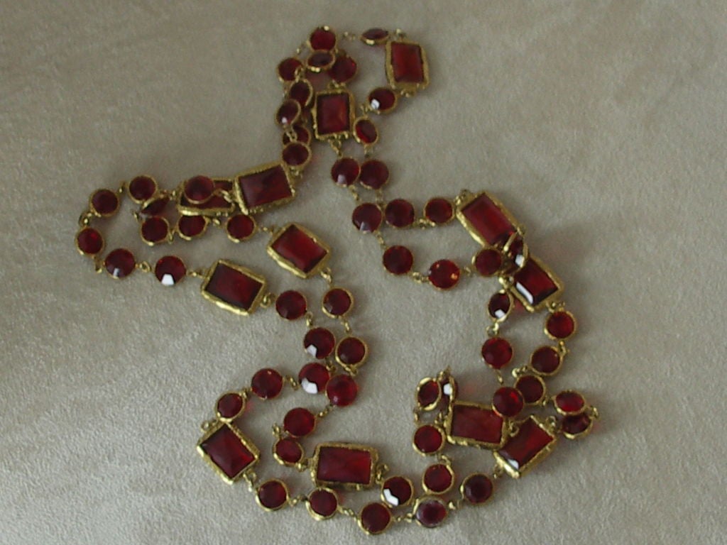 Chanel Red Chiclet Necklace