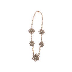 Diamond Enamel Flower Necklace