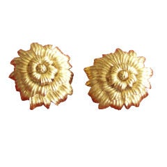 Pair of  Vintage Gold Tone Sunflower Burst Earrings
