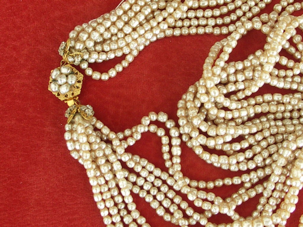 Vintage Miriam Haskell pearl rope necklace with signed clasp.