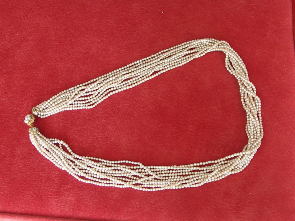 Women's Vintage Miriam Haskell Pearl Multi Strand Necklace