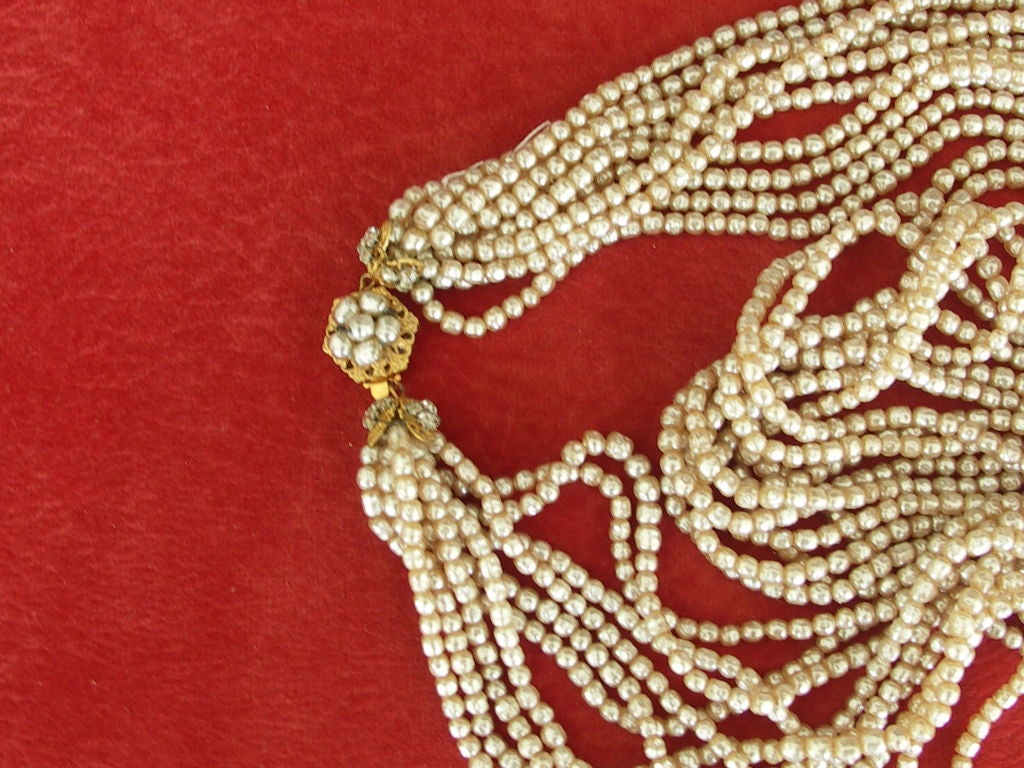 Vintage Miriam Haskell Pearl Multi Strand Necklace 5
