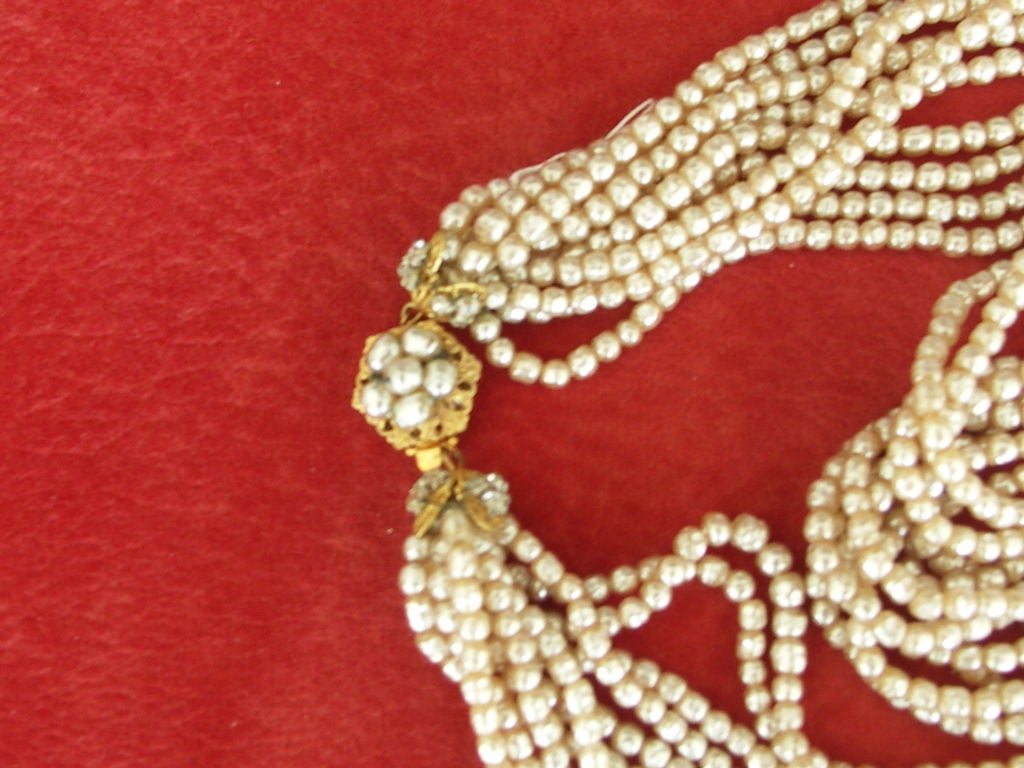 Vintage Miriam Haskell Pearl Multi Strand Necklace 6