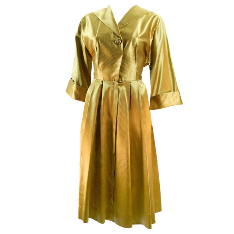VTG 1950 LIQUID GOLD  EVENING DRESS For Sale