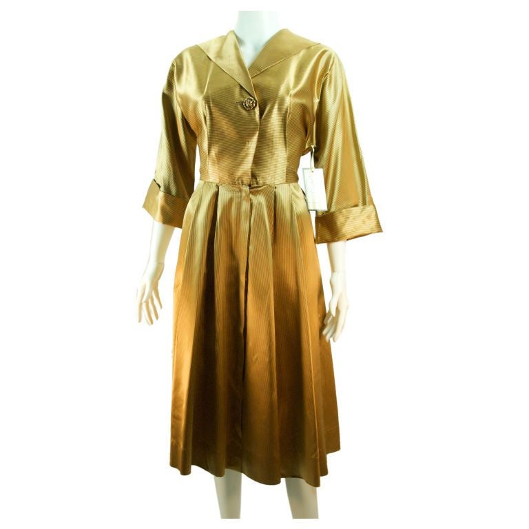 VTG 1950 LIQUID GOLD  EVENING DRESS