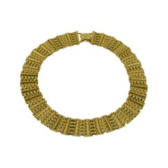 Retro 1950 EGYPTIAN INSPIRED SIGNED GOLD TONE NECKLACE