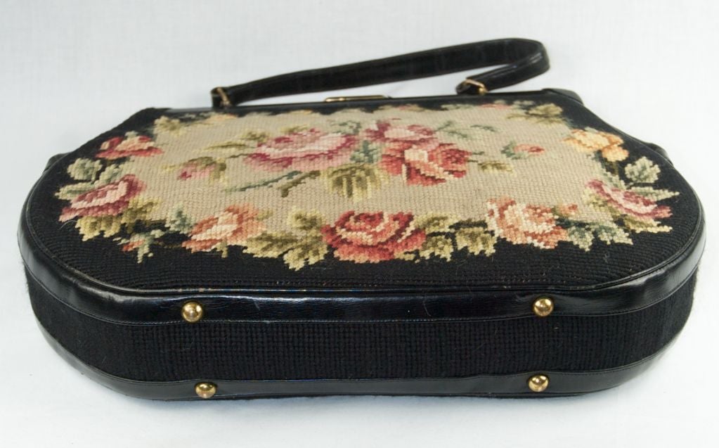 HARD TO FIND & SOUGHT AFTER EXTRA LARGE  1950 TAPESTRY HANDBAG For Sale 1
