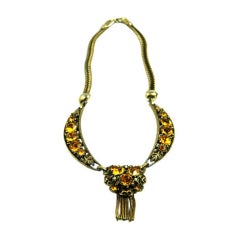1940 Gold Topaz Fringe Necklace