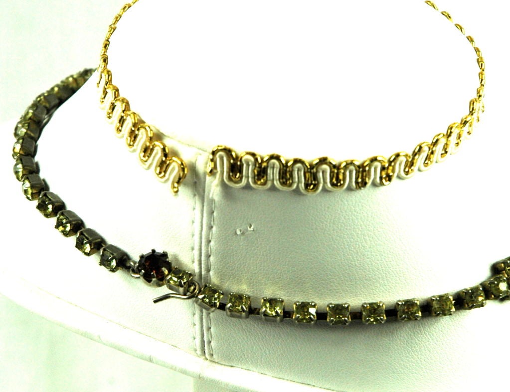 Women's GLAMOUR 1940 CITRON RHINSTONE  & ROOT BEER STONE CHOKER NECKLACE For Sale