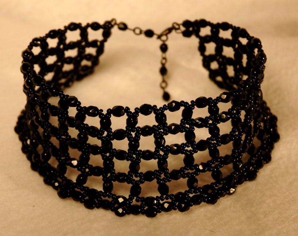 This is a Black Czech crystal choker necklace purchased on our recent trip to the Czech Republic. It is from the 1940's.<br />
<br />
Excellent Condition<br />
Measurements: Lenght 10