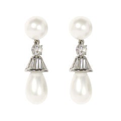 Elegantly Simple CZ and Pearl Earclips