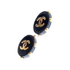 Chanel Logo Earrings Leather and Studs