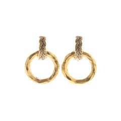 Chanel Gold Tone Hoop Earrings