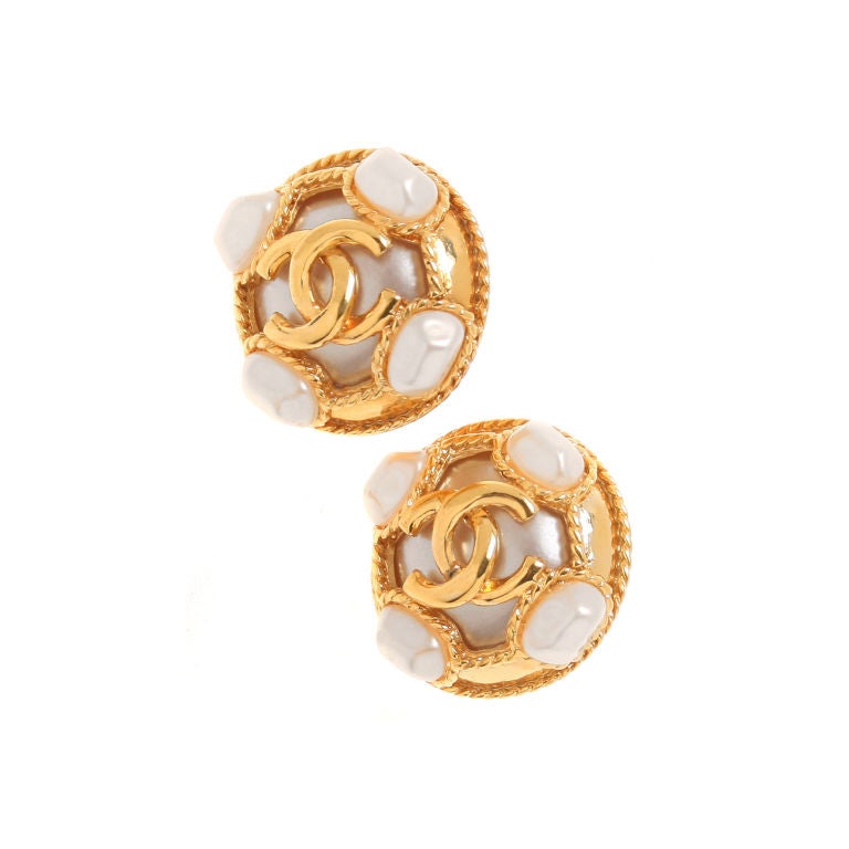 Chanel Faux Mabe Pearl Clip on Earrings