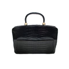 Retro Black Alligator  Briefcase Style Handbag