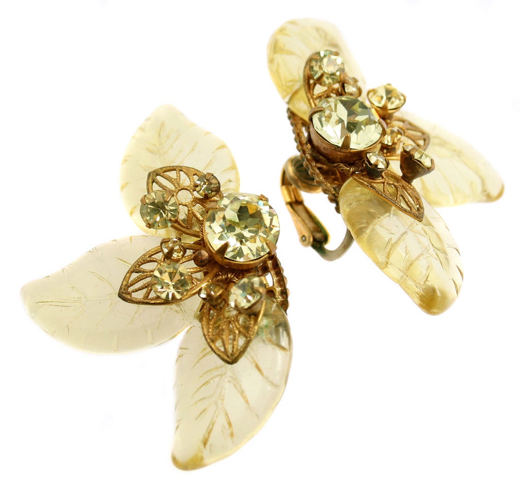 Miriam Haskell Earrings in a Foliate Desgn In Excellent Condition In Chicago, IL