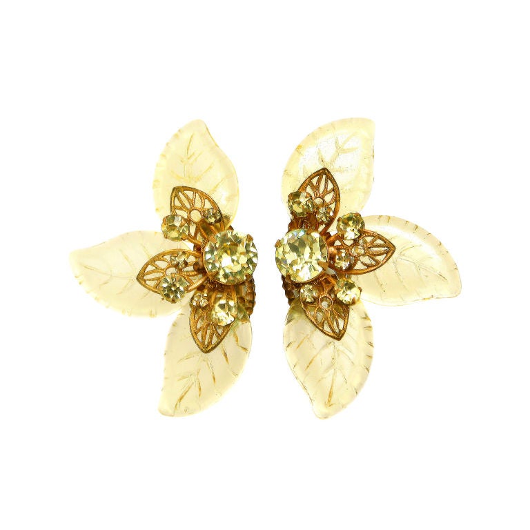Miriam Haskell Earrings in a Foliate Desgn