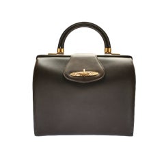 1960's  Brown Leather Power Handbag