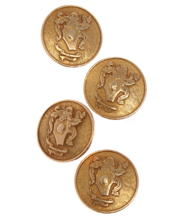 These are a rare set of four Pucci Buttons, showing Emilio Pucci's coat of arms.