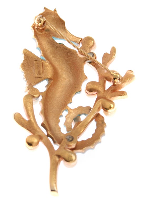 Women's Crown Trifari Enameled Sea Horse Pin
