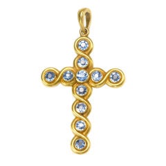 Antique Sapphire & Gold Cross Pendant