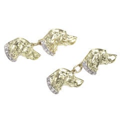 Labrador Retriever Gold Cufflinks with Diamond Collars