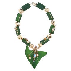 Bottle Green Glass 21" Necklace by the Artist Adina