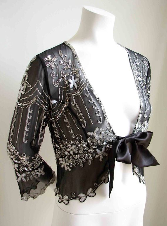 LANVIN beaded and embroidered silk cardigan
