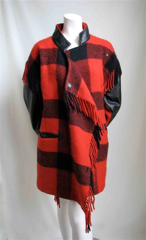 Jean-Charles de Castelbajac blanket jacket with leather detail