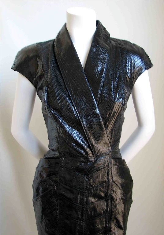 BOTTEGA VENETA black snakeskin dress