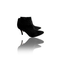 Vintage ANDREA PFISTER COUTURE black suede studded ankle boots